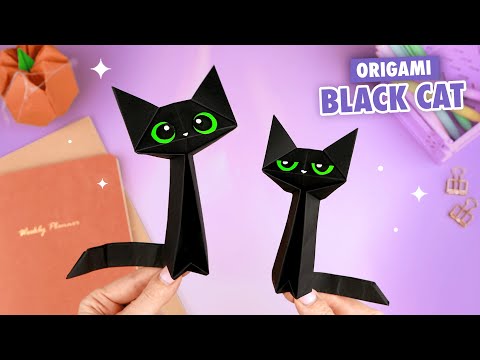 Видео: Оригами Котик из бумаги | Поделки на Хэллоуин | Origami Paper Cat