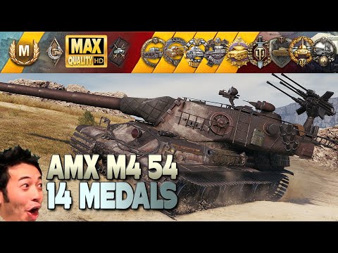 Видео: AMX M4 54: Редкая игра, 14 медалей - World of Tanks