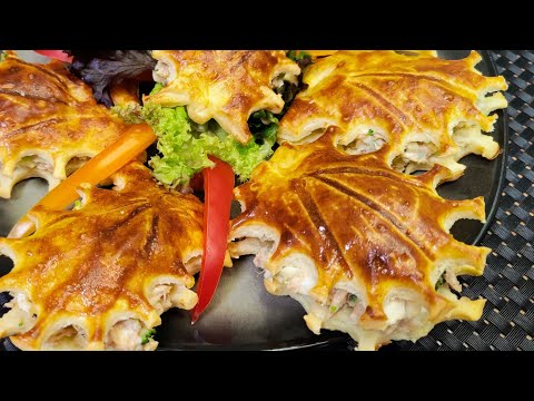 Видео: Закуска, которая покорит всех гостей! Хрустящие “Листочки” с вкусным салатом 