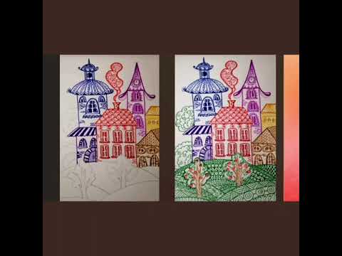 Видео: 6 клас. Міський пейзаж. Графіка, кольоровий дудлінг