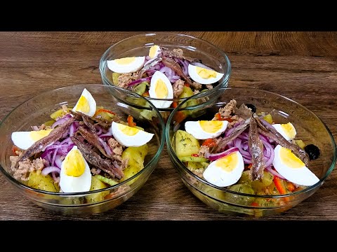 Видео: Суперлегкий картофельный салат с тунцом за считанные минуты!