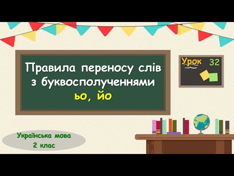 Видео: 32. Правила переносу слів з буквосполученнями ьо, йо