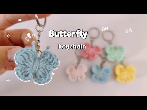 Видео: Брелок-бабочка, связанный крючком | просто и мило #вязаниекрючком #брелок #сделайсам #ручнаяработ...