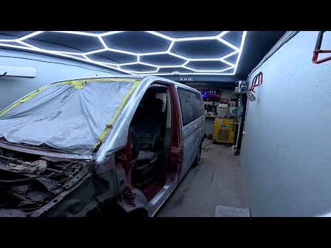 Видео: VW T5.Полный покрас.Проект ВИШЕНКА.Часть 1