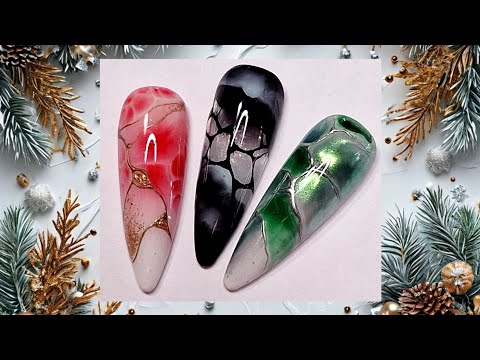 Видео: Зимние растекашки. Идеи зимнего маникюра. МК /Winter fantasies. Winter manicure ideas.