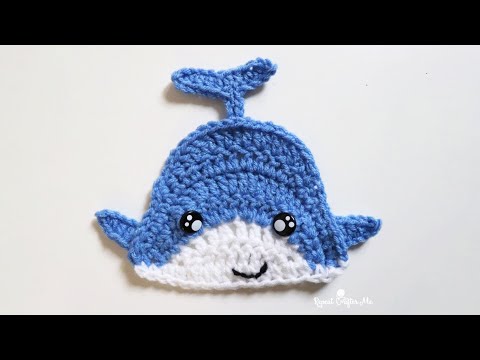 Видео: Аппликация крючком в виде кита (или акулы)