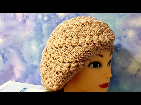 Видео: ОСЕННИЙ БЕРЕТ ПЫШНЫМИ СТОЛБИКАМИ ПО СПИРАЛИ КРЮЧКОМ.