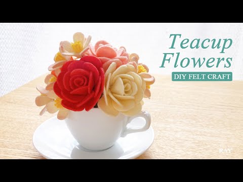 Видео: Цветы из войлока - [розы, цветы и чашка] | DIY Felt Flower Teacup