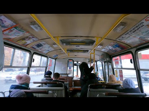 Видео: Соломбала. 4K Едем в автобусе ПАЗ 32054. We go in the PAZ 32054 bus. 我们坐PAZ 32054公交车