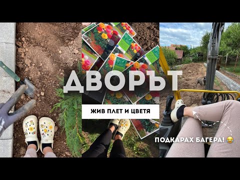 Видео: ДВОРЪТ еп.2: Жив плет и цветя | Подкарах багера за първи път 😂