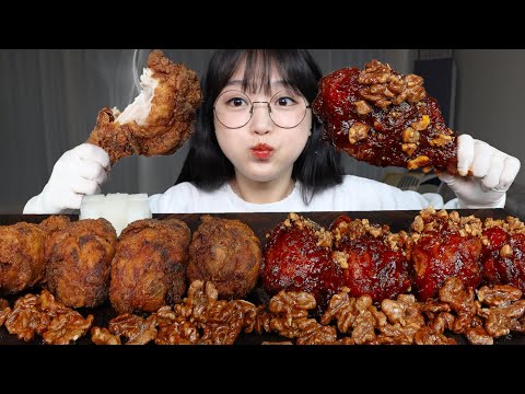 Видео: Хрустящая жареная курица с грецкими орехами🍗Mukbang ASMR
