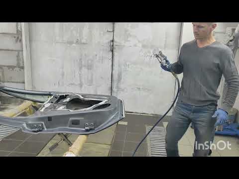 Видео: Покраска двери под толщиномер BMW X5 E 53,замена герметика,пескоструй.