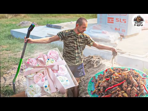 Видео: СЕМЬЯ ВОССТАНАВЛИВАЕТ ХУТОР В БЕЛАРУСИ. ГОТОВИМ В КАЗАНЕ НА КОСТРЕ.