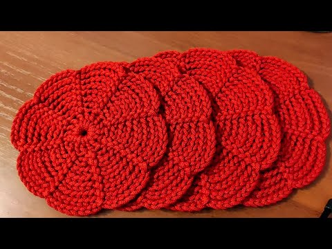 Видео: ПОДСТАВКА ИЗ ПОЛИЭФИРНОГО ШНУРА КРЮЧКОМ.  Салфетка- подставка для начинающих.