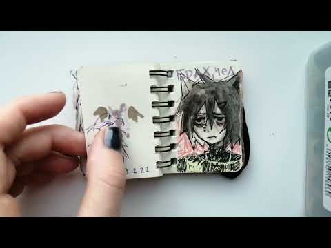 Видео: обзор на мини микро скетчбук с алика с крывсой на обложке и кошкомальчиками внутри