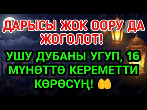 Видео: ДАРЫСЫ ЖОК ООРУ ДА ЖОГОЛОТ! 🌙 УШУ ДУБАНЫ УГУП, 16 МҮНӨТТӨ КЕРЕМЕТТИ КӨРӨСҮҢ!🤲