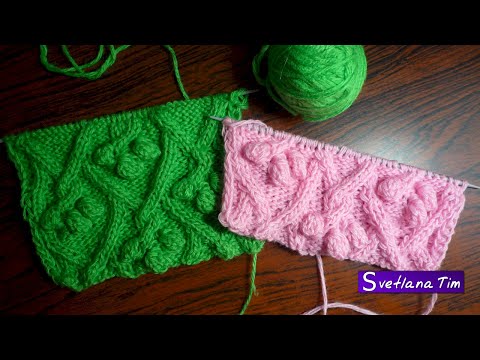 Видео: Очень красивый Узор ШИШЕЧКИ В РОМБАХ. Узоры спицами / МК Вязание на спицах № 109
