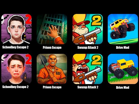 Видео: Скулбой Хэллоуинское ОБНОВЛЕНИЕ Schoolboy Escape 2,Drive Mad,Prison Escape,Swamp Attack 2