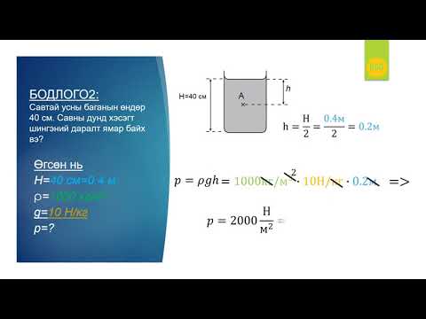 Видео: Шингэний жингийн даралт бодлого