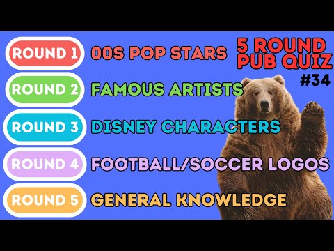 Видео: Викторина из 5 раундов в пабе | Поп-звёзды, художники, Disney, логотипы футбола и общие знания 00...