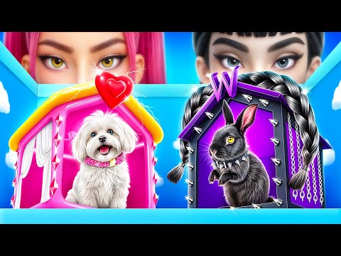 Видео: Мы построили домики для животных! K-Pop Demon Hunters vs Уэнсдей Аддамс!