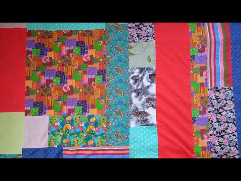 Видео: Уютный двухсторонний лоскутный плед из обрезков флиса и тканей хб. Как правильно сшивать флис.