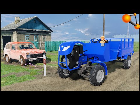 Видео: МОТОБЛОК В ДЕРЕВНЕ! Везде ПРОЕДЕТ! - BeamNg Drive