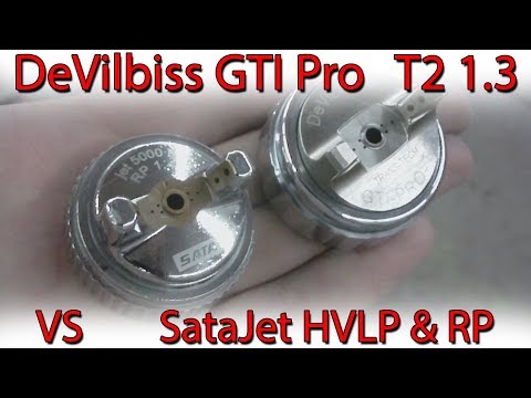 Видео: Воздушная голова Т2 DeVilbiss GTI Pro VS SataJet HVLP & RP