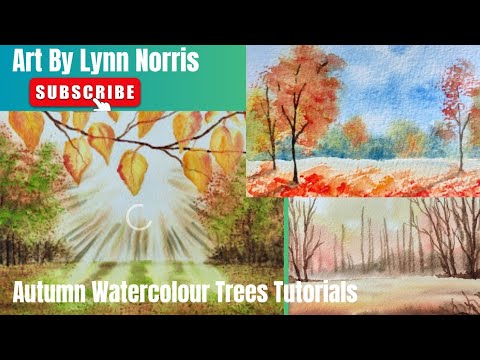 Видео: 3 простых пошаговых урока по рисованию акварелью осенних деревьев