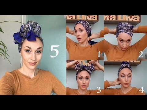 Видео: Как завязать стандартный ПЛАТОК 90х90 см (без бахромы) на голову - 5 затылочных повязаний для платка