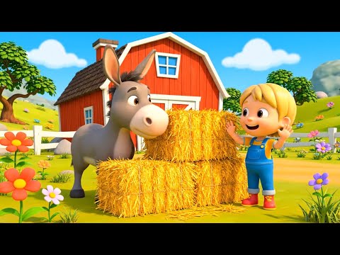 Видео: Осел строит мост из тюков сена 🌉🐴