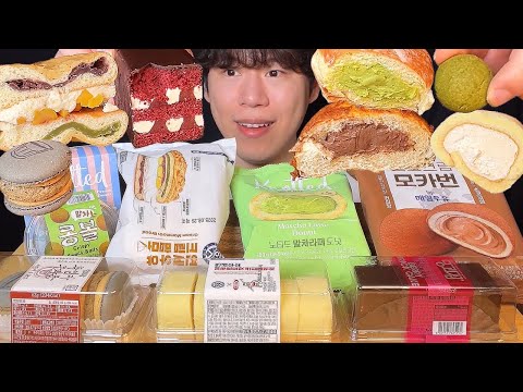 Видео: СУБТИТРЫ) Корейский десерт из магазина шаговой доступности (мукбанг, асмр), пончики, кирпичный торт
