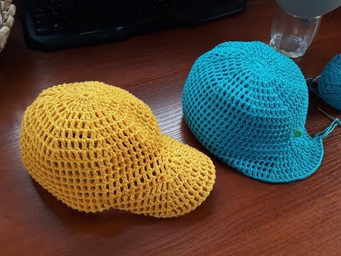 Видео: Кепка - уточка крючком. Часть 4.