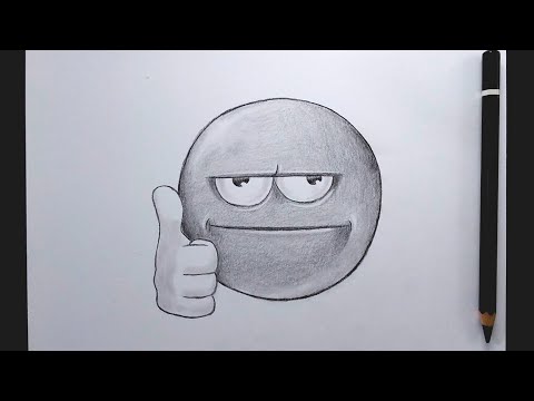 Видео: Как нарисовать синий эмодзи «Троллфейс» с поднятым большим пальцем || Простой пошаговый рисунок