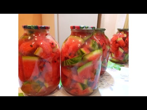 Видео: Арбузы в банках на зиму без стерилизации. Watermelons in jars for the winter without sterilization.