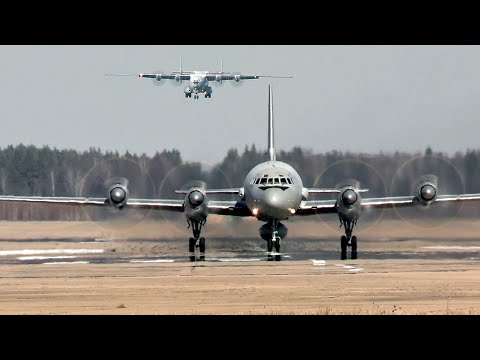 Видео: Два ветерана на посадке - Ил-20 и Ан-22 / Аэродром Кубинка (наши дни)