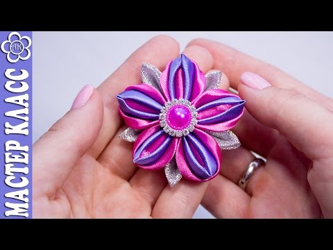 Видео: Цветок Канзаши "Фиолетовое серебро" ✄ Kulikova Anastasia