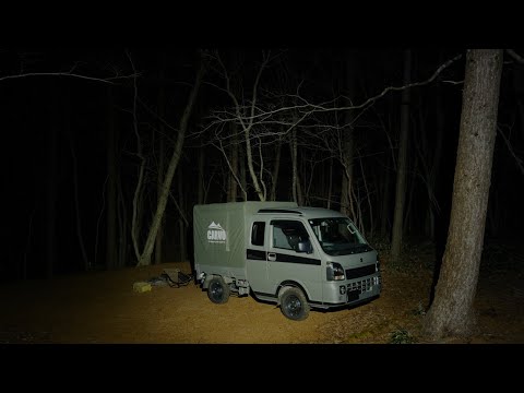 Видео: Автомобильный кемпинг в кузове небольшого грузовика в темном лесу