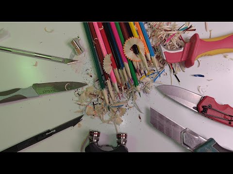 Видео: «ASMR Заточка ЦВЕТНЫХ КАРАНДАШЕЙ 5 РАЗНЫМИ НОЖАМИ 🔪✏️ Удовольствие звуков (резьба, скрежет, шепот)»