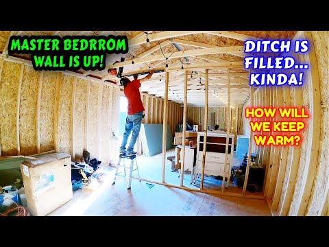Видео: ВОЗВЕДЕНА ПЕРВАЯ СТЕНА В ОСНОВНОМ ДОМЕ | ​​работа, строительство для пары, крошечный дом, приусад...