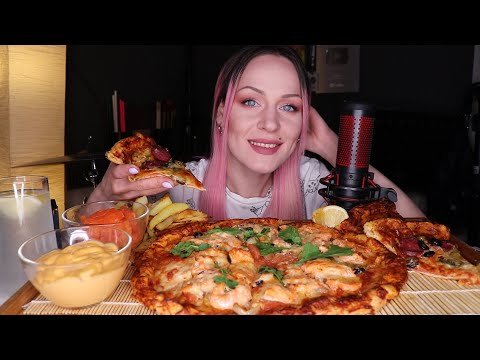 Видео: MUKBANG | Домашняя пицца с форелью, чоризо, лосось | trout pizza, chorizo, salmon не ASMR