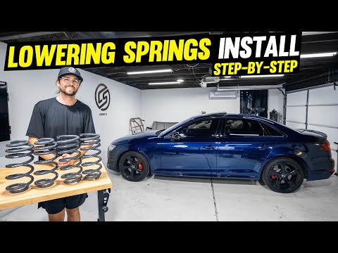 Видео: Установка заниженной пружины Audi 034 Motorsport (B9 S4/S5)