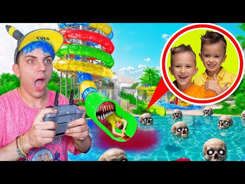 Видео: ВЛАД и НИКИ входят в «ПОЕДАЮЩИЙ ВОДНЫЕ ГОРКИ», снятый С ПОМОЩЬЮ ДРОНА!!