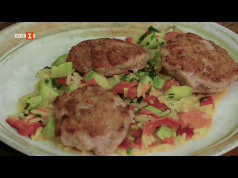 Видео: Пуешки кюфтенца с орзо и зеленчуци и печени круши със синьо сирене - "Бързо, лесно, вкусно", 4.11.25