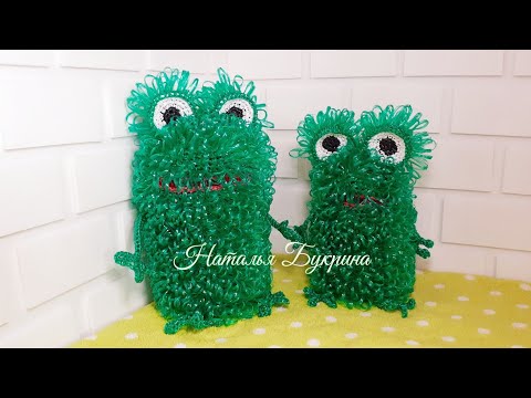 Видео: Мочалка-игрушка "лягушка",связана крючком,подробный МК!!!