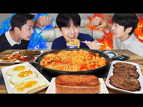 Видео: МУКБАНГ АСМР | Корейская огненная лапша, яичница, сыр Спам, Кимчи! Корейская еда