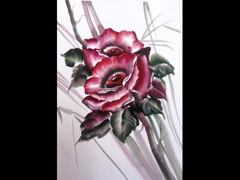 Видео: Цветы акварелью. Имитация китайской живописи.