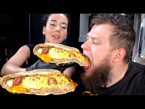 Видео: WIFE HELP ME EAT GIANT TACOS, ASMR MUKBANG, АСМР МУКБАНГ, 먹방, 大食い, たべる, 谢尔盖