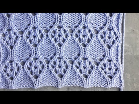 Видео: Красивейший ажурный узор спицами в виде ромбов для вязания палантина, летних платьев, кофточек
