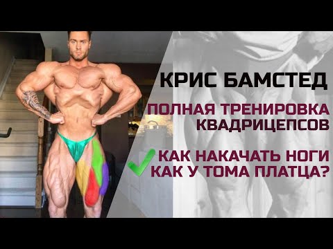 Видео: Крис Бамстед. Тренировка квадрицепсов / Советы для больших ног / Присед за 200 кг